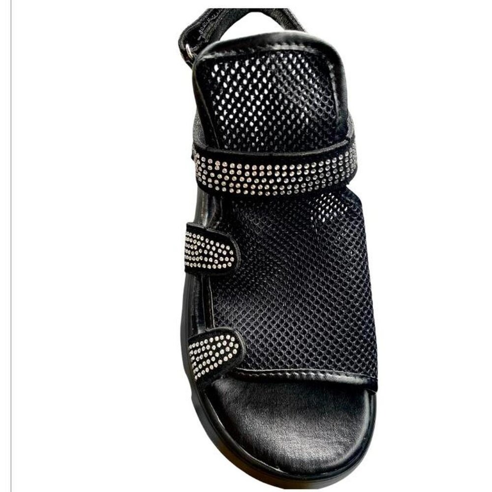 NEW Black Mesh Chunky Sandals Women's Size 8 Whimsygoth Sparkly Statement Shoes